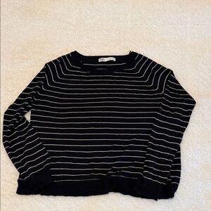 Zara Women Navy and Cream Striped Sweater, Size L